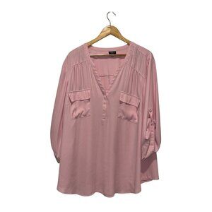 Torrid Harper Pink Tab Sleeves V-Neck Women's  Blouse Size 5x